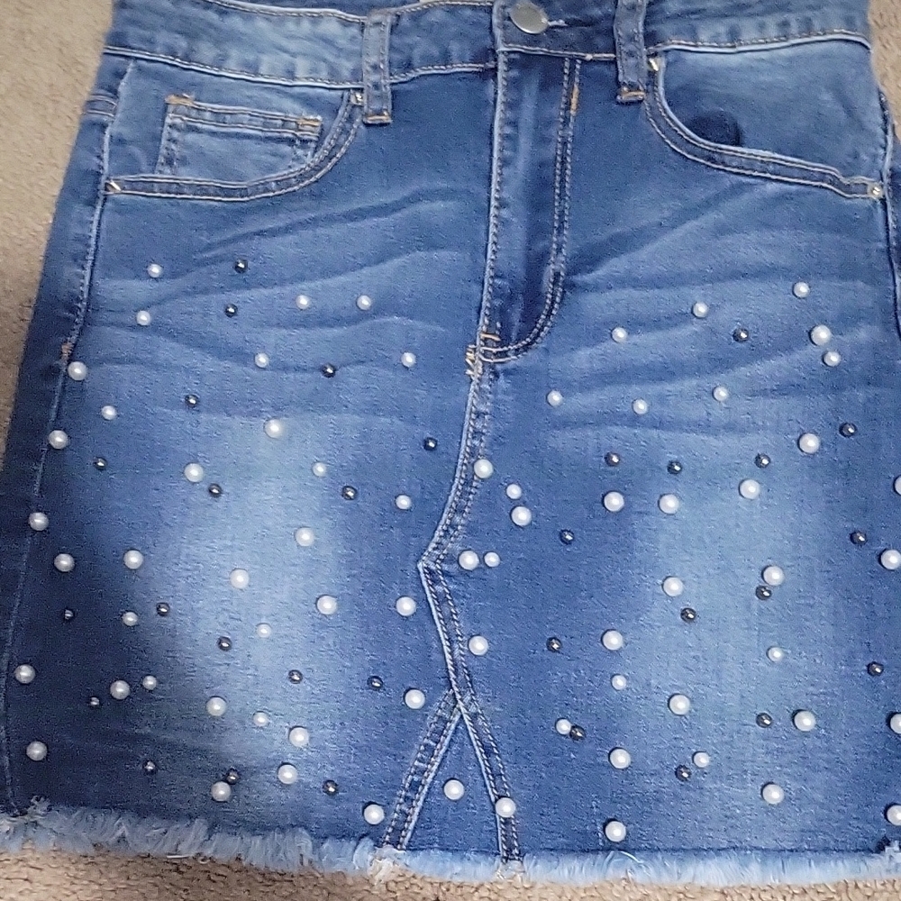 DENIM Embellished Mini Skirt